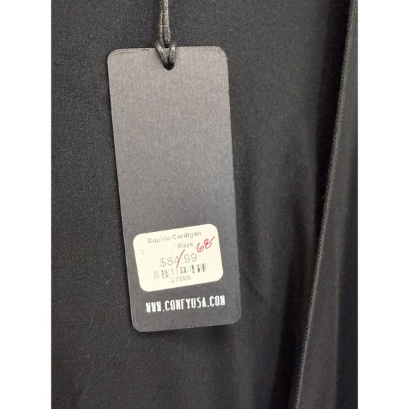 Comfy USA Womens Large Black Open‎ Front Sophia Cardigan Crop Modal Blend NWT - Picture 4 of 9